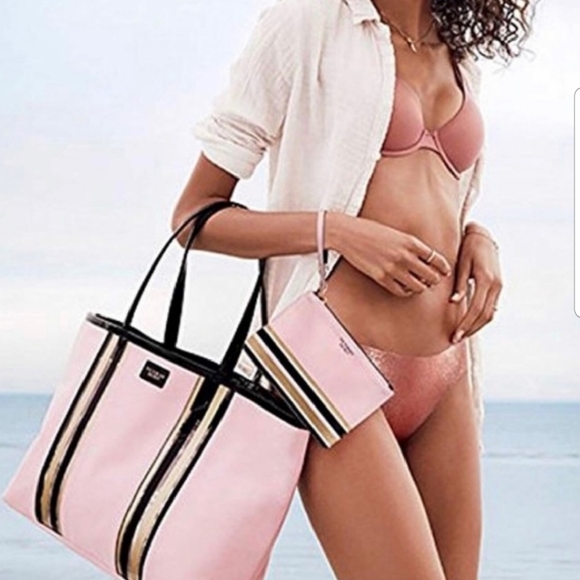 Victoria's Secret Handbags - Victoria's Secret | NWOT Light Pink Tote & Cos Bag